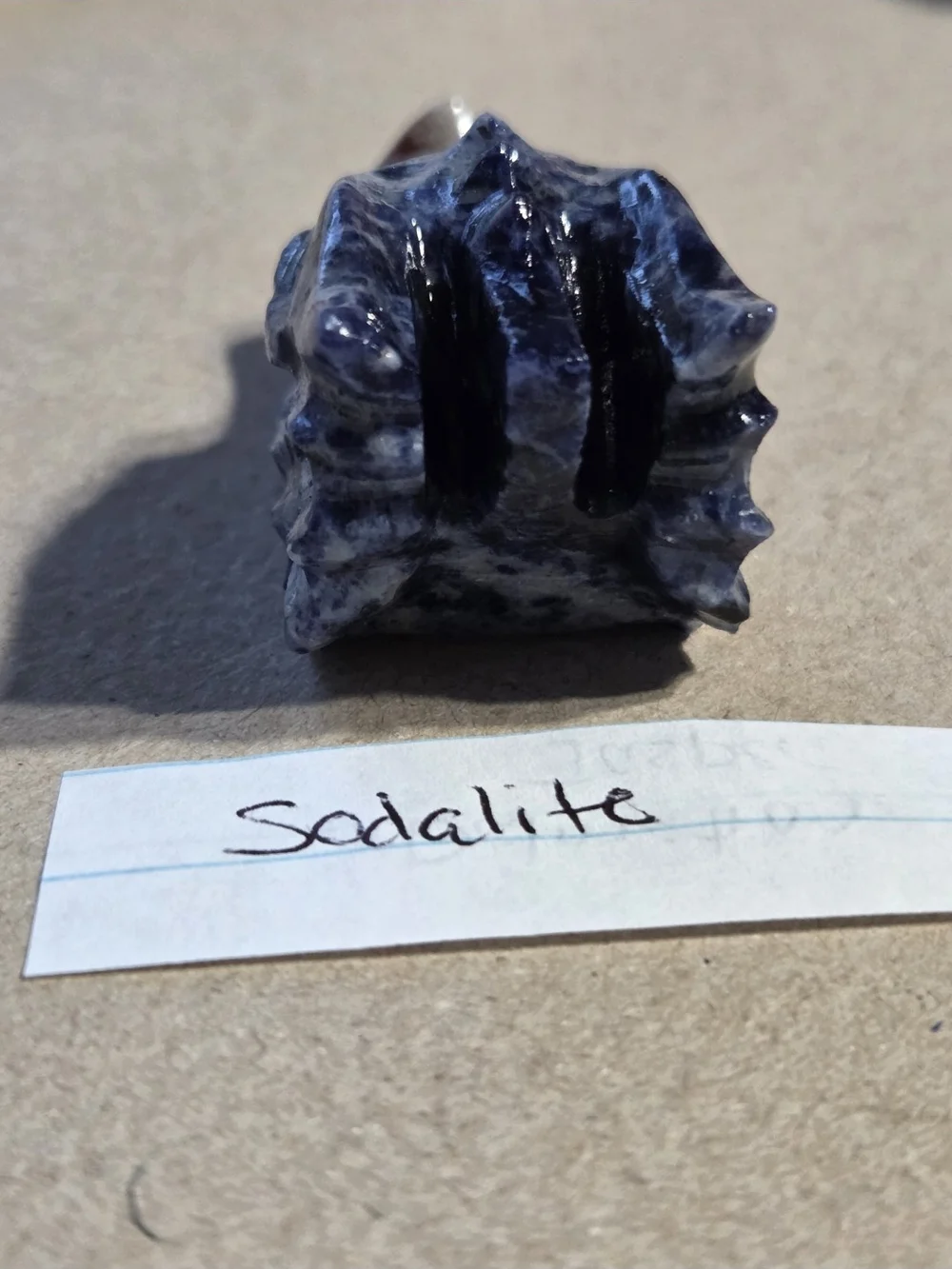Detailed Sodalite Crystal Carved Dragon Head Stone Sculpture Decor